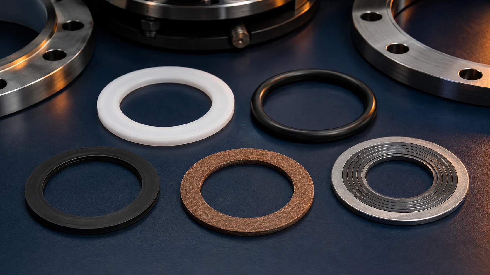 Comparison of Sample Materials for PTFE-Rubber-Fiber and Metal Composite Flange Gaskets