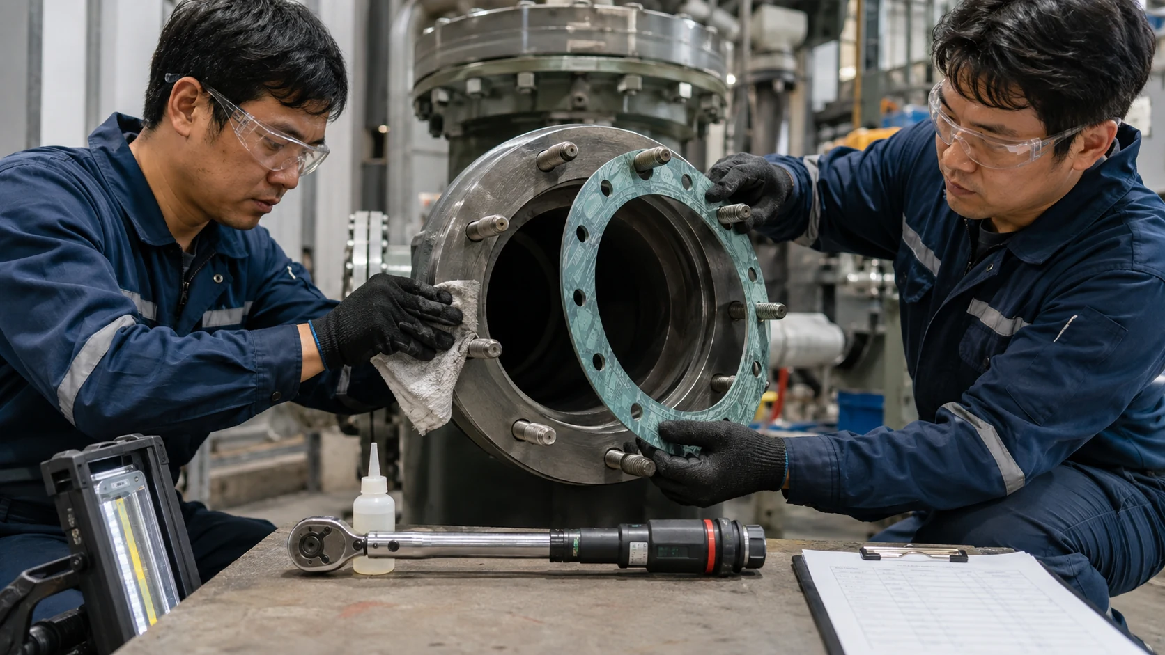 Four Steps for Installing Flange Gaskets: Cleaning, Centering, Segmented Tightening, and Final Inspection